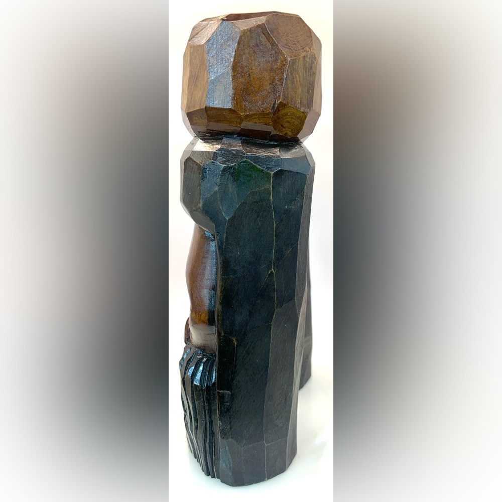 Jamaican Handmade Carved Wooden Busts of Tribal Couple - Vintage - Folk Art - Picture 6 of 9